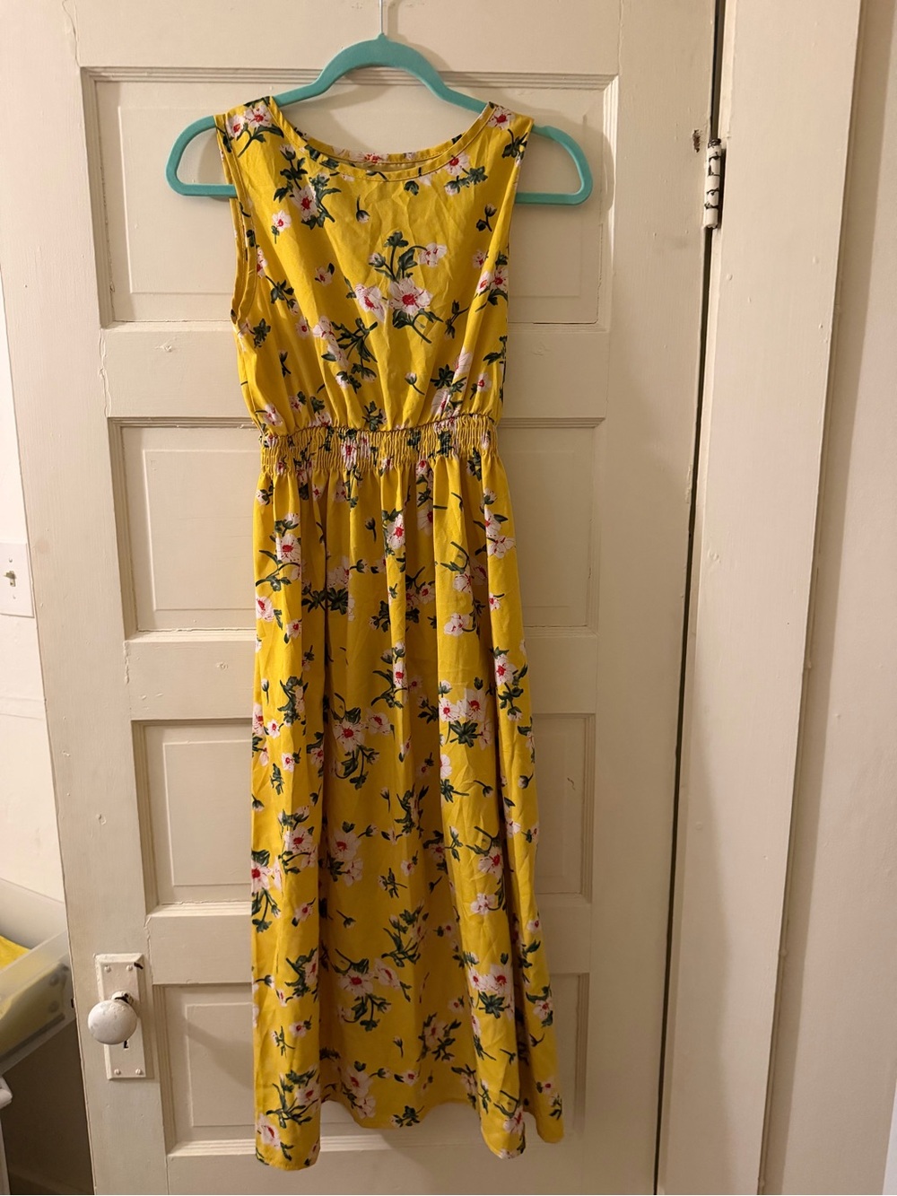 SHEIN Yellow Floral Sleeveless Maxi Dress